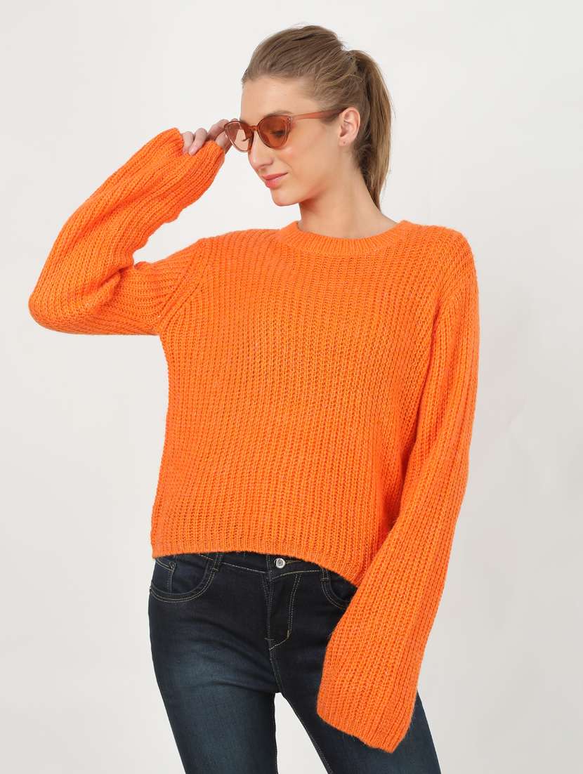 round neck solid pullover 