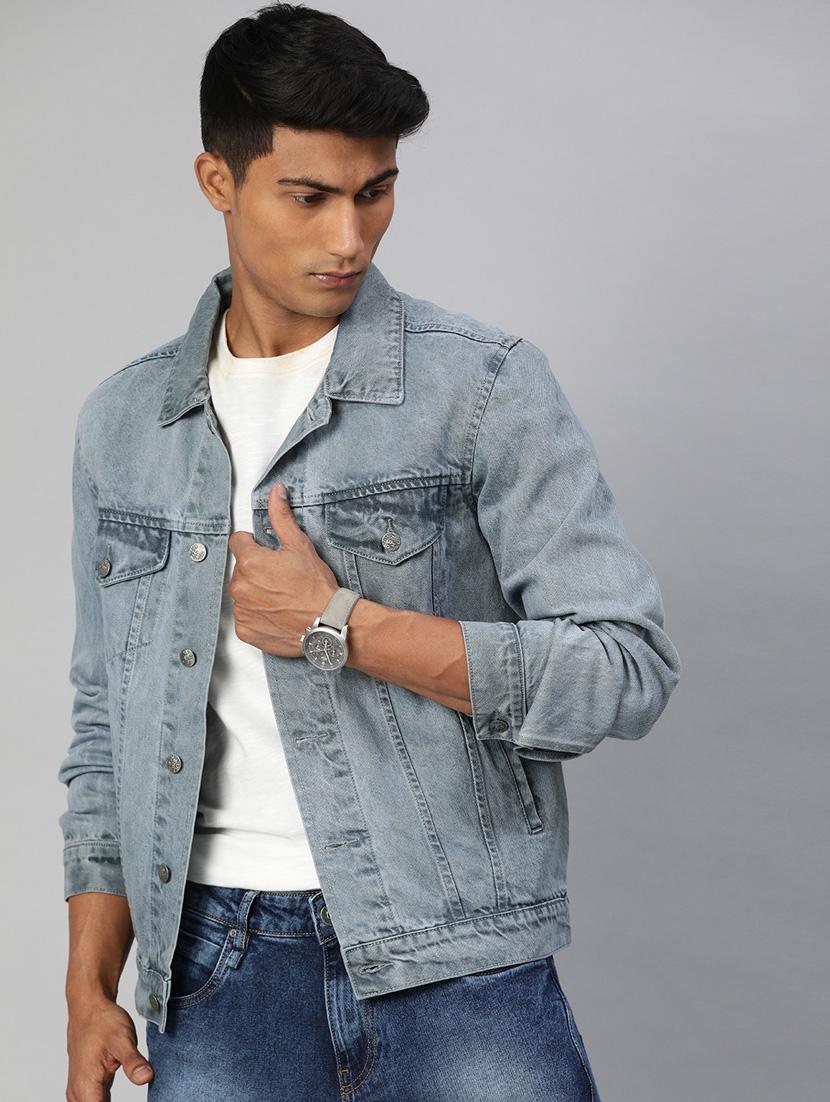 Mens light grey denim jacket best sale