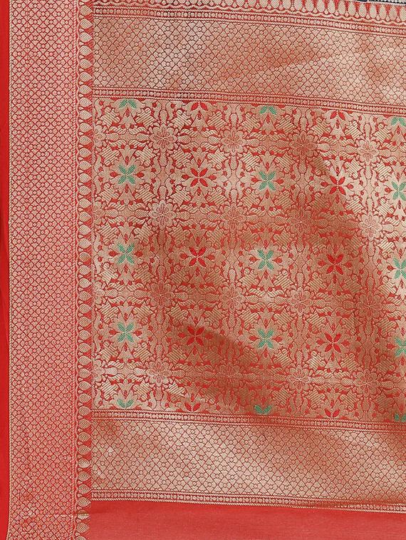 navy silk blend banarasi saree with blouse - 17428342 - Standard Image - 3