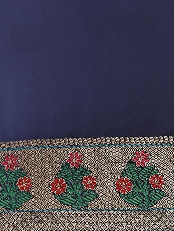 women solid with bordered saree with blouse - 17428355 - Standard Image - 3
