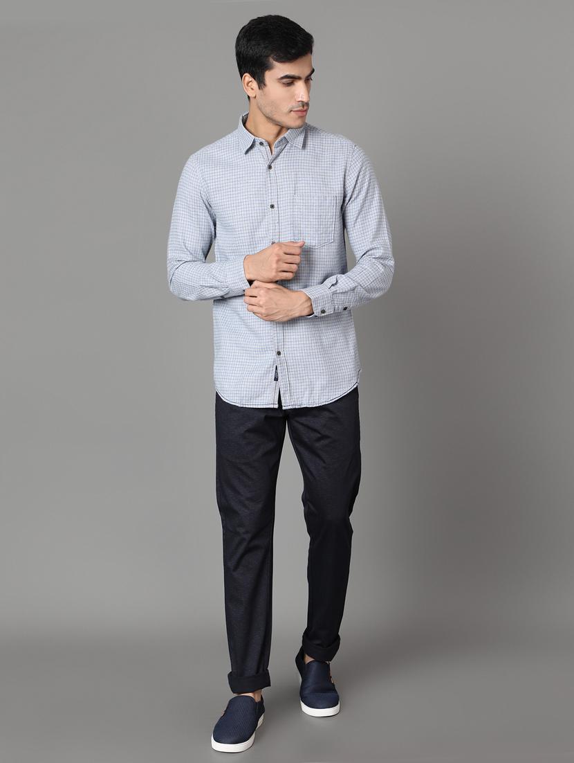 light blue checkered casual shirt - 17428460 - Standard Image - 3