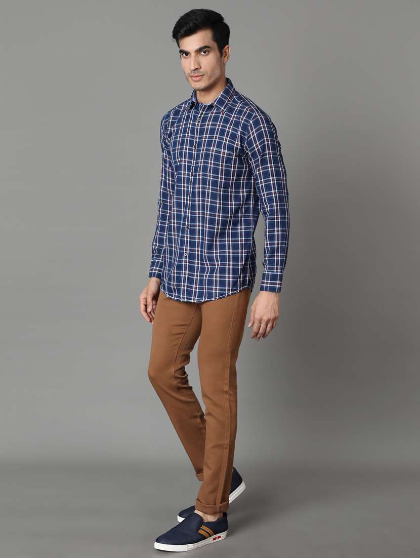 navy blue checkered casual shirt - 17428463 -  Standard Image - 3