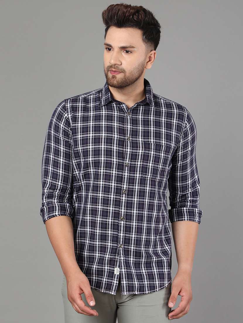 dark blue checkered casual shirt - 17428470 - Zoom Image - 0
