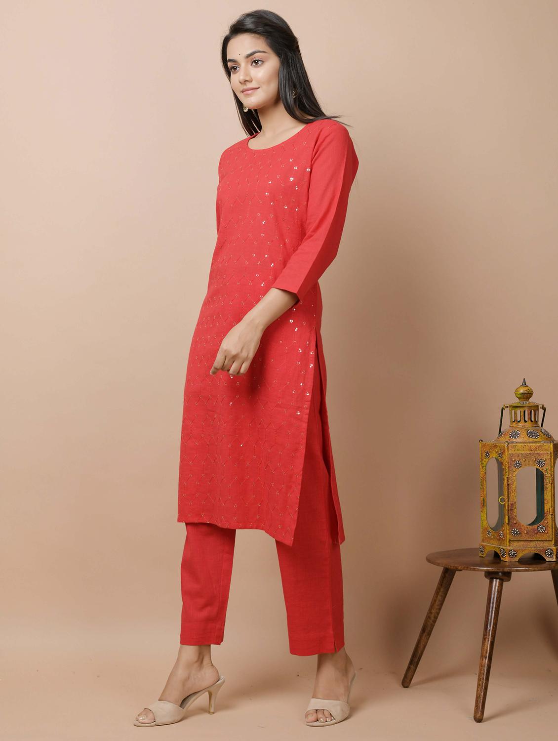 embellished straight kurta - 17428812 - Standard Image - 3