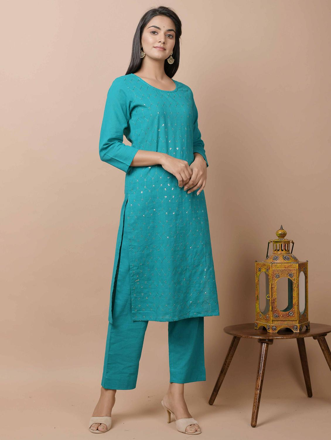 embellished straight kurta - 17428815 - Zoom Image - 0