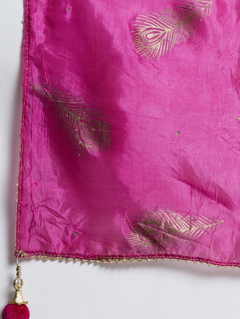 magenta silk dupatta - 17428867 - Standard Image - 3