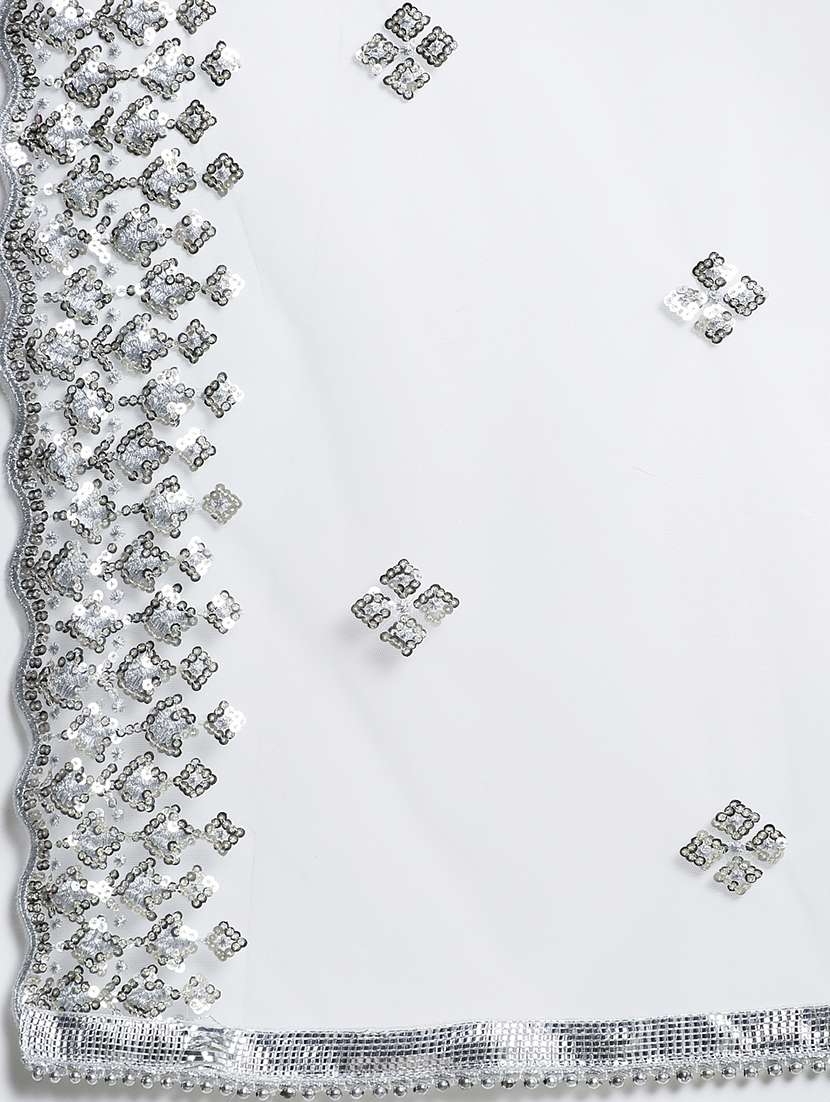 white self designed embroidered dupatta - 17428872 -  Standard Image - 3