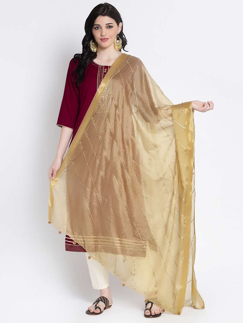 beige cotton blend dupatta