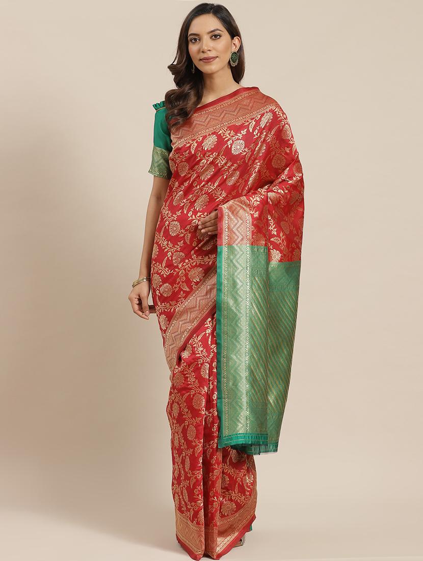 floral banarasi saree with blouse - 17429290 -  Zoom Image - 0
