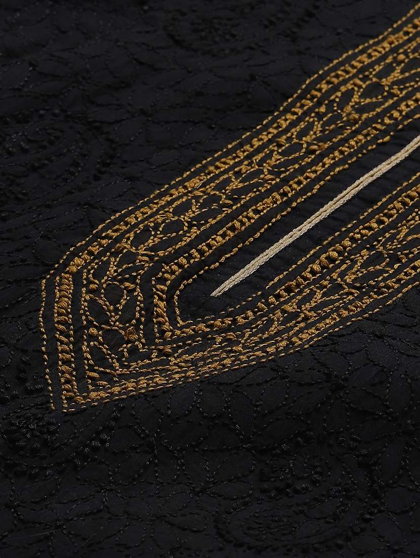 ada hand embroidered black cotton chikankari kurta - 17429342 - Standard Image - 3