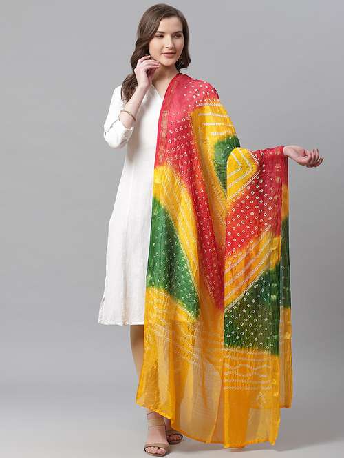multi colored crepe dupatta