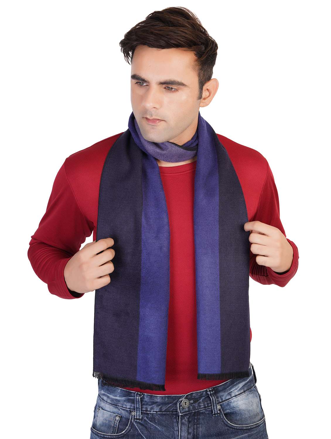 navy blue wool muffler