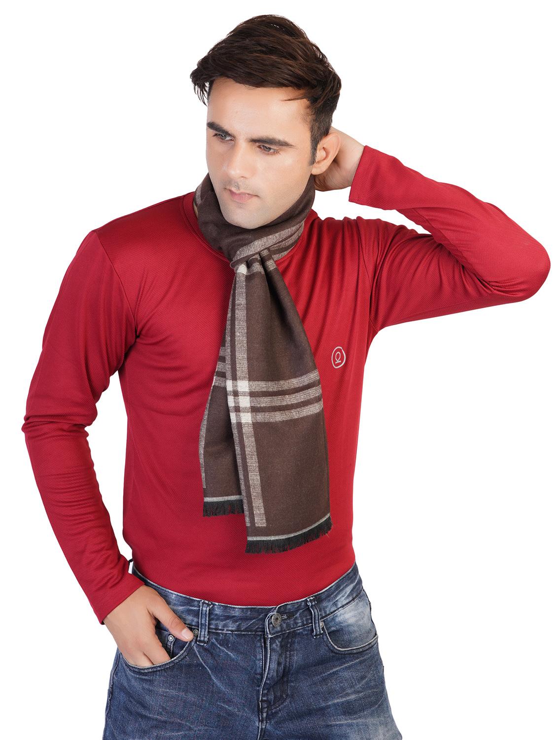 brown checkered muffler - 17430208 - Standard Image - 3