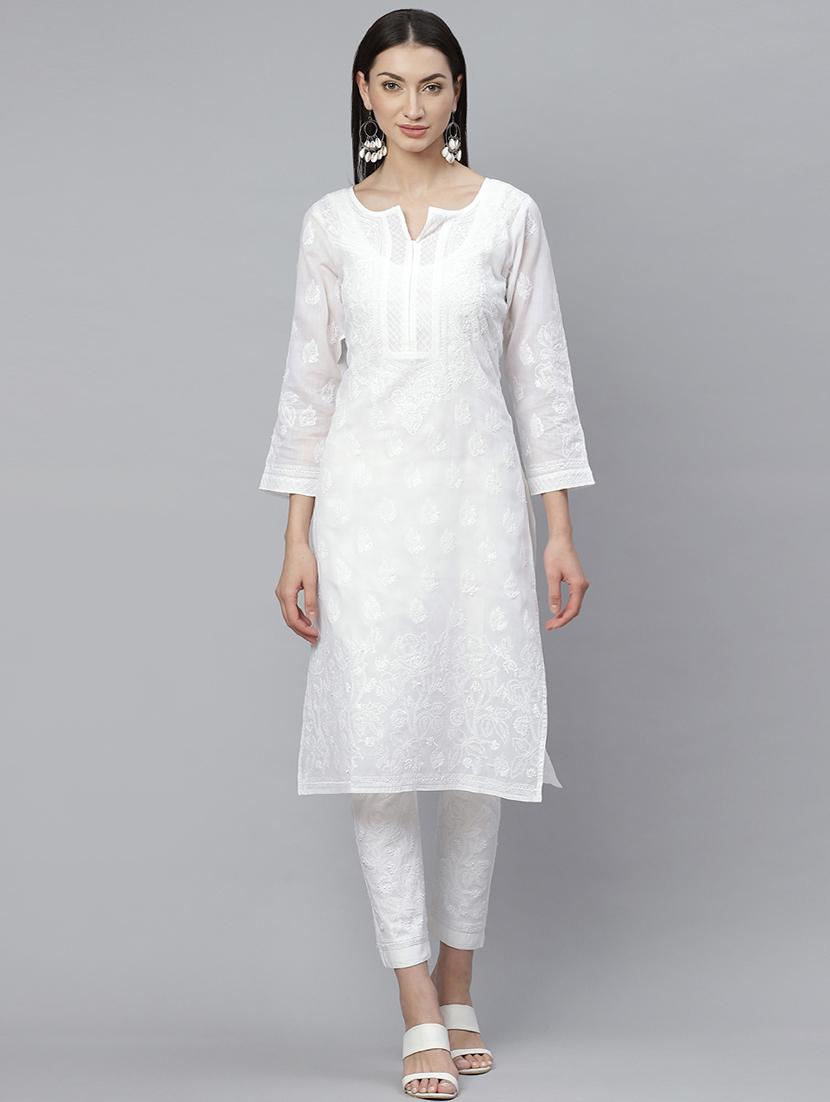 chikankari kurta pant set - 17430474 - Zoom Image - 0