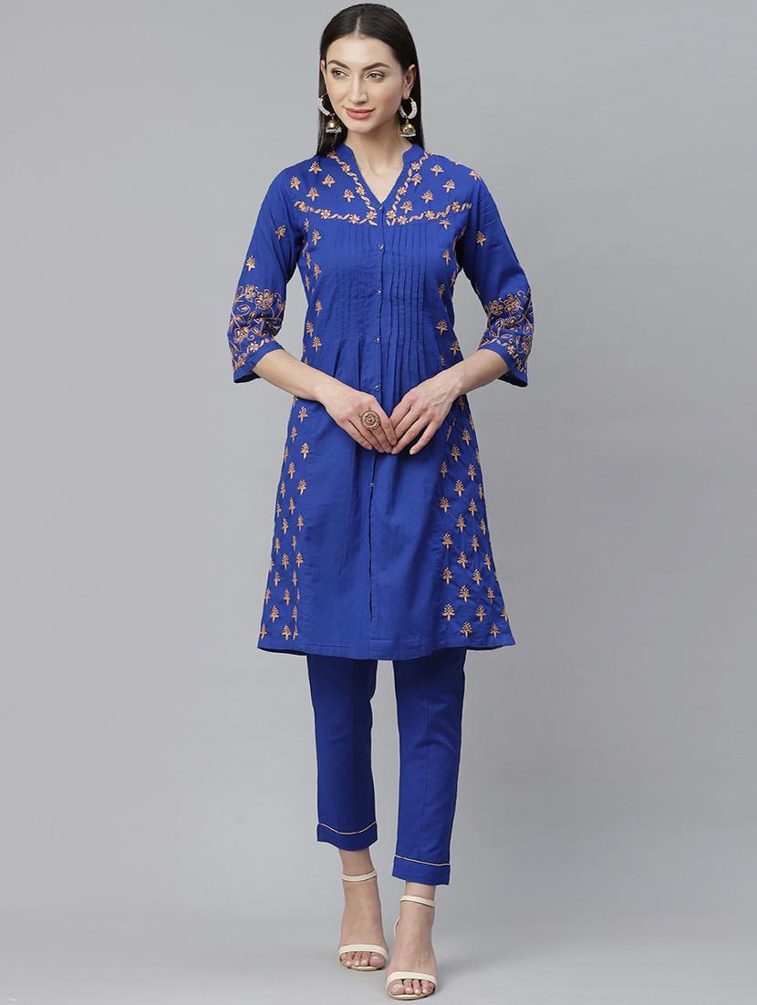 chikankari kurta pant set - 17430478 -  Zoom Image - 0