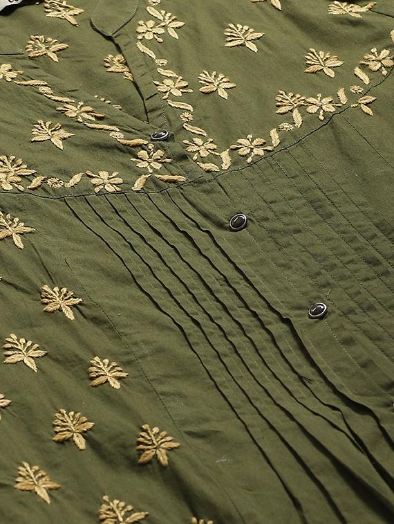 olive cotton kurta pant set - 17430479 - Standard Image - 3