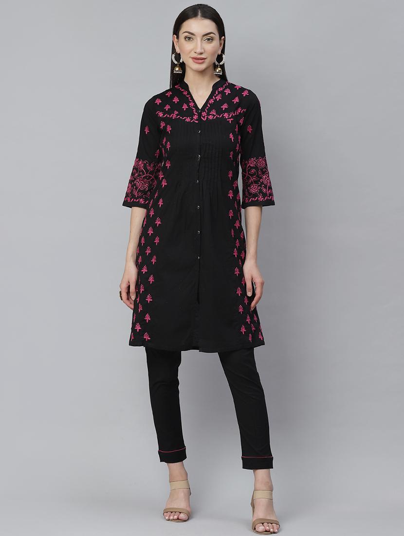 chikankari kurta pant set - 17430480 -  Zoom Image - 0