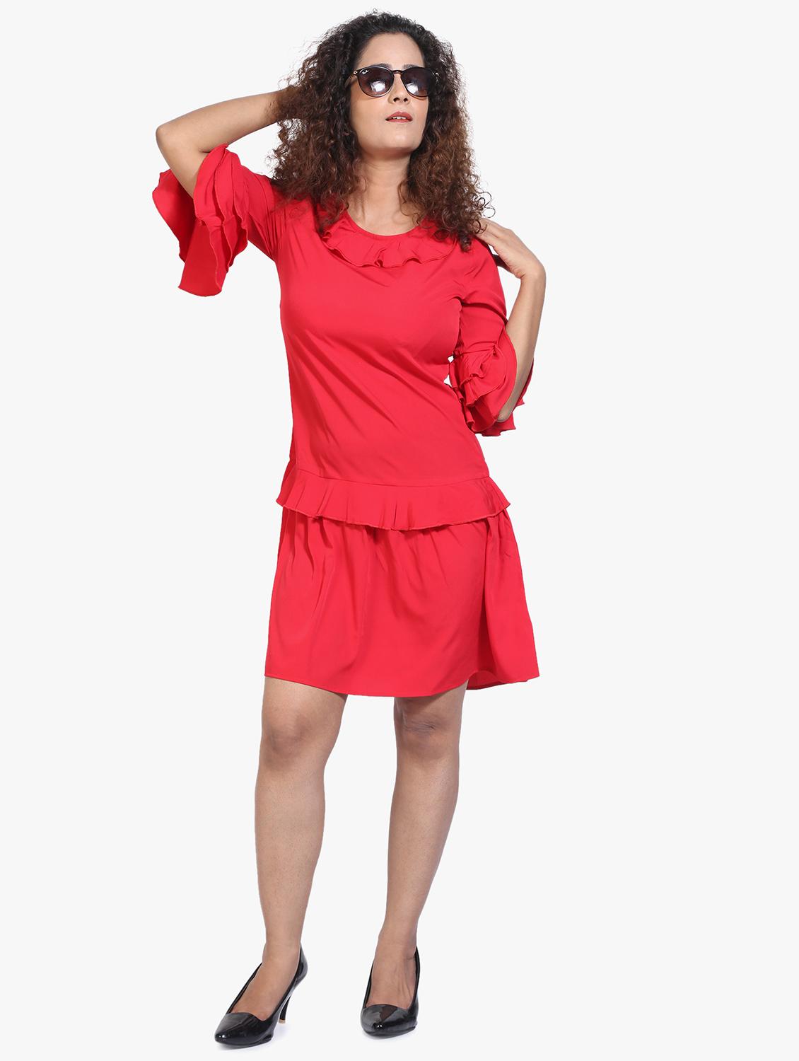 tiered bell sleeved aline dress - 17431781 - Standard Image - 3