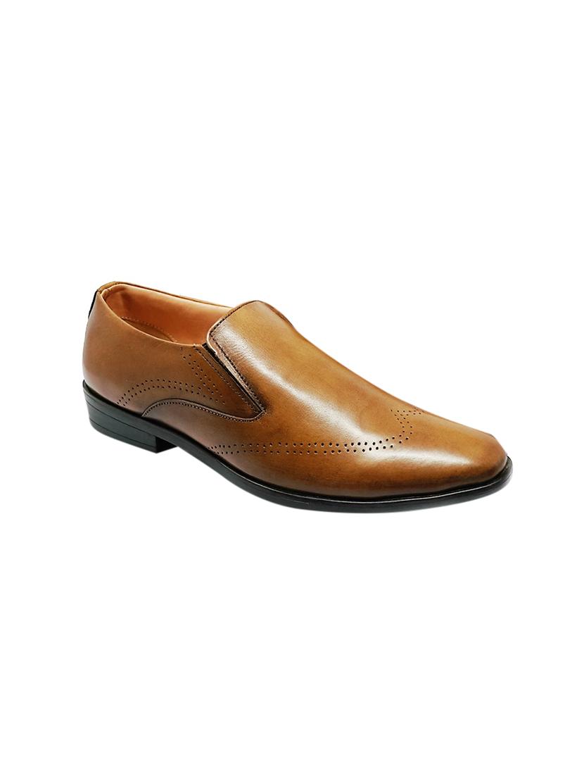 tan leather slip on formal shoes - 17432452 - Zoom Image - 0