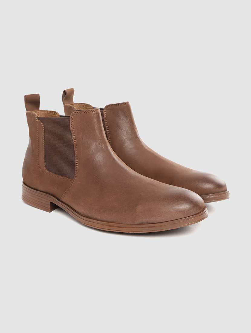 brown leather high ankle boots