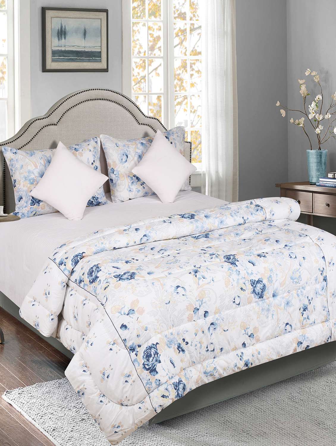 cotton king size 5 pc reversible comforter set 