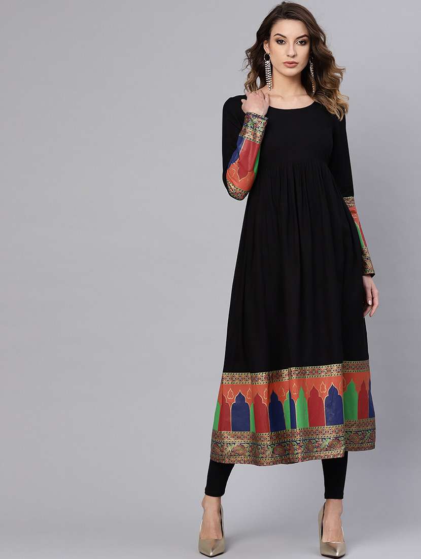 black viscose aline kurta