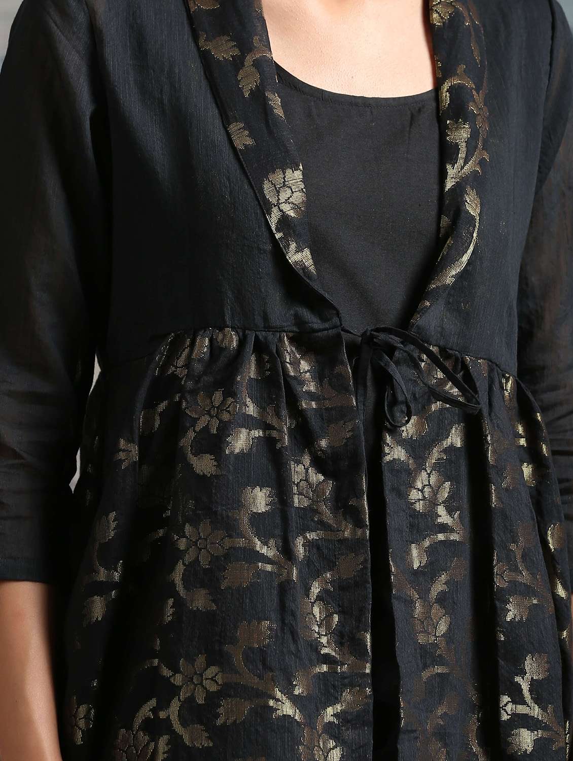 floral jacquard flared kurta  - 17434878 -  Standard Image - 3