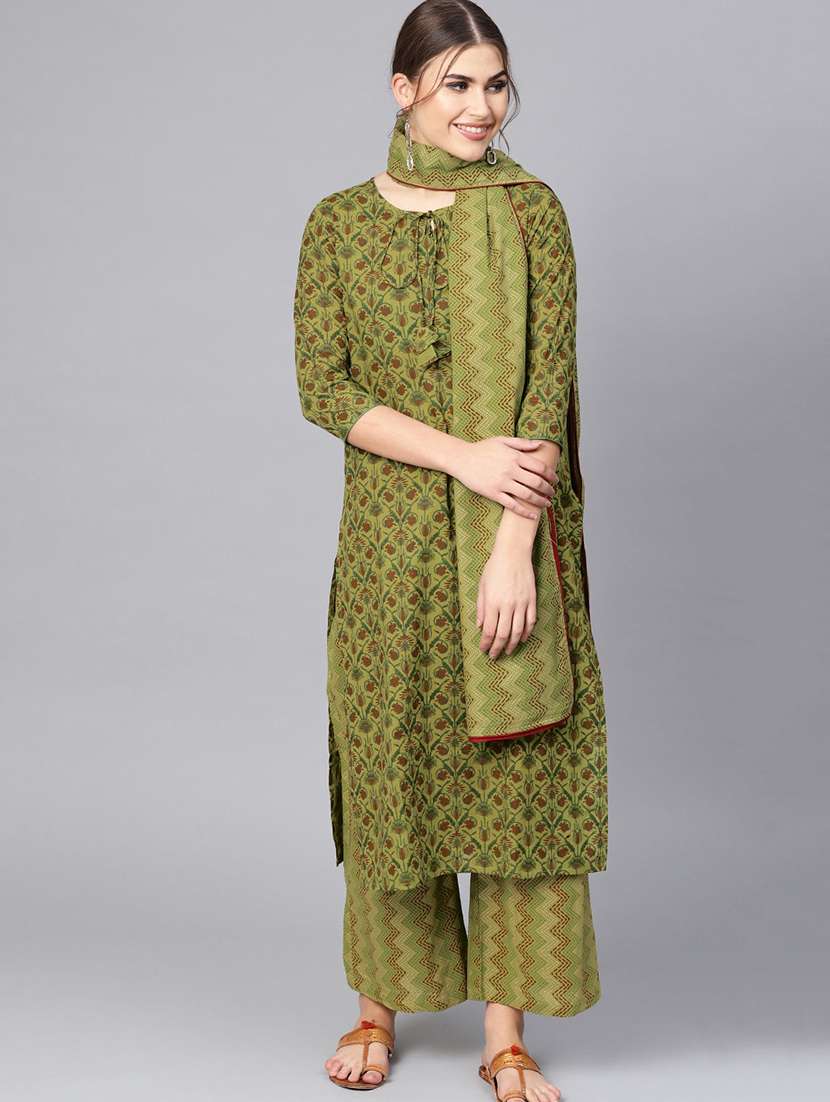green cotton kurta palazzo  set
