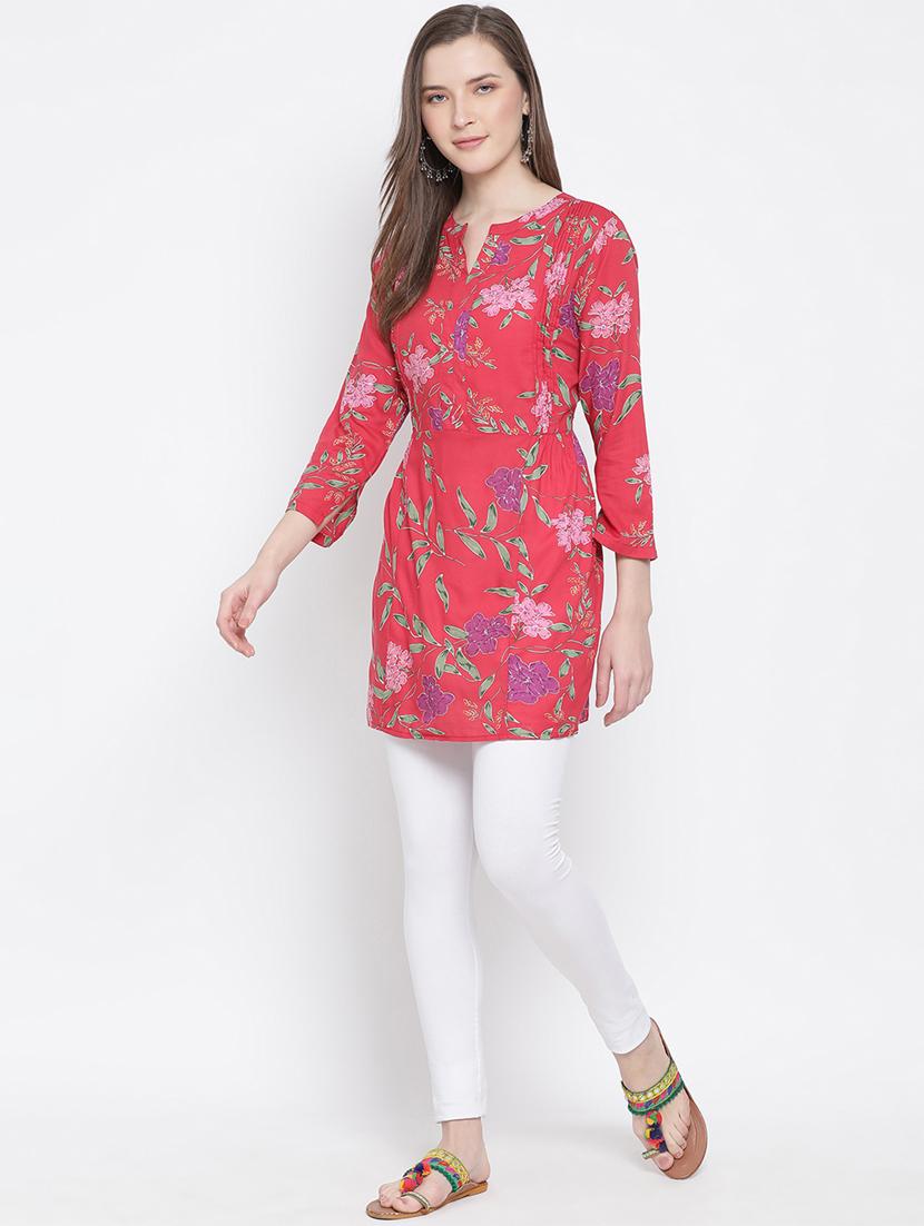 notch neck floral tunic - 17436280 - Standard Image - 3