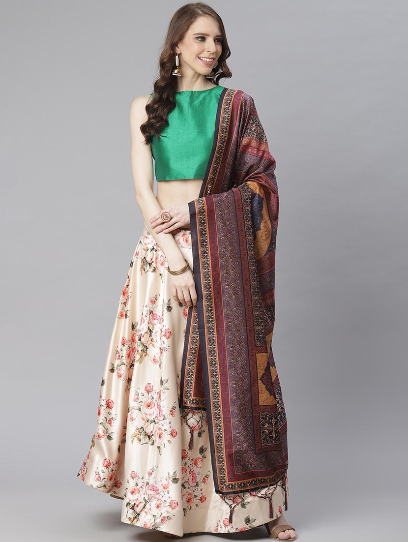 floral print flared lehenga - 17436428 -  Zoom Image - 0