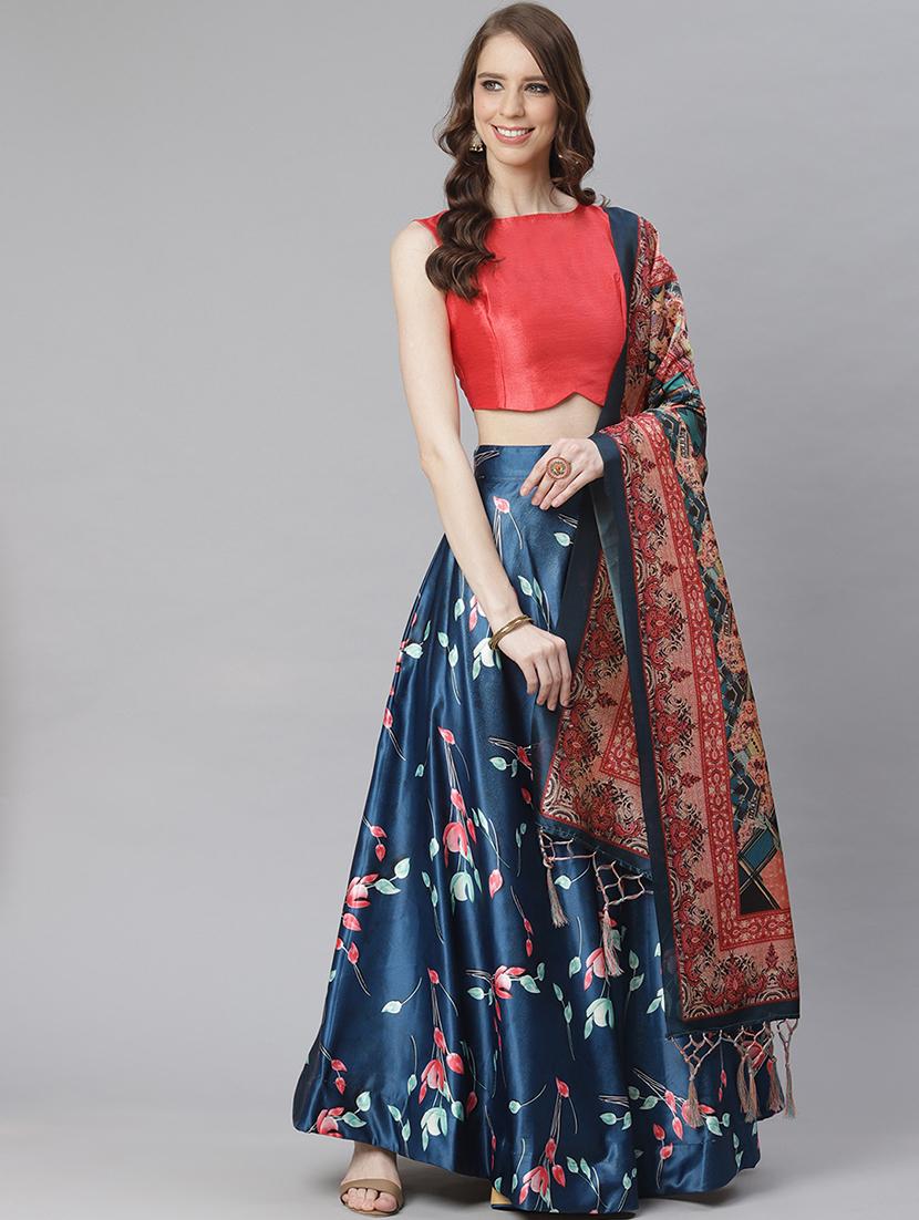 floral print flared lehenga - 17436441 - Zoom Image - 0
