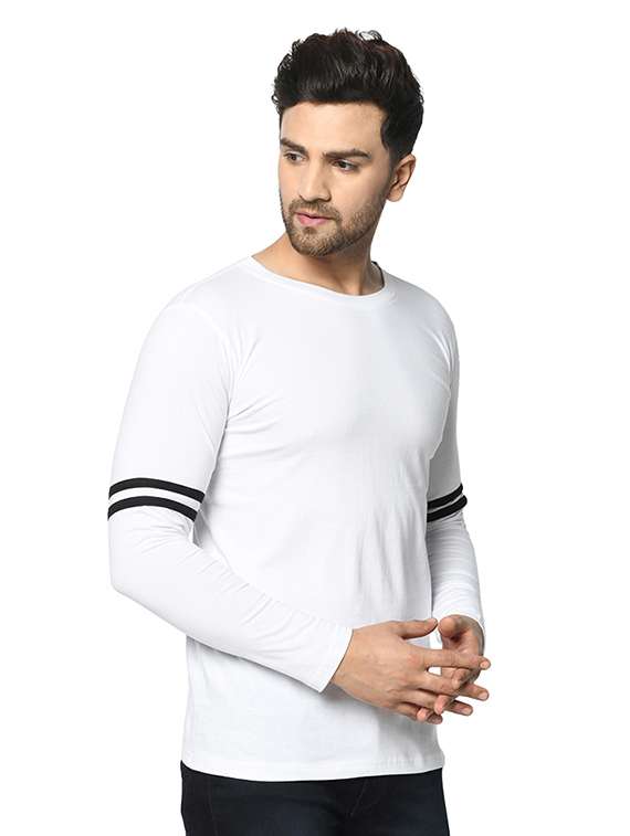 white solid taped t-shirt