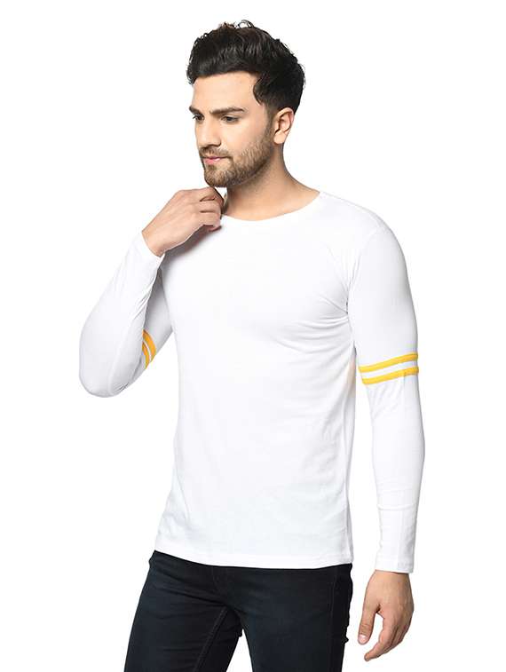 white solid taped t-shirt