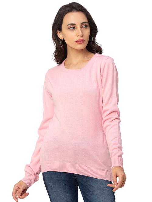 round neck solid pullover - 17437308 - Standard Image - 0