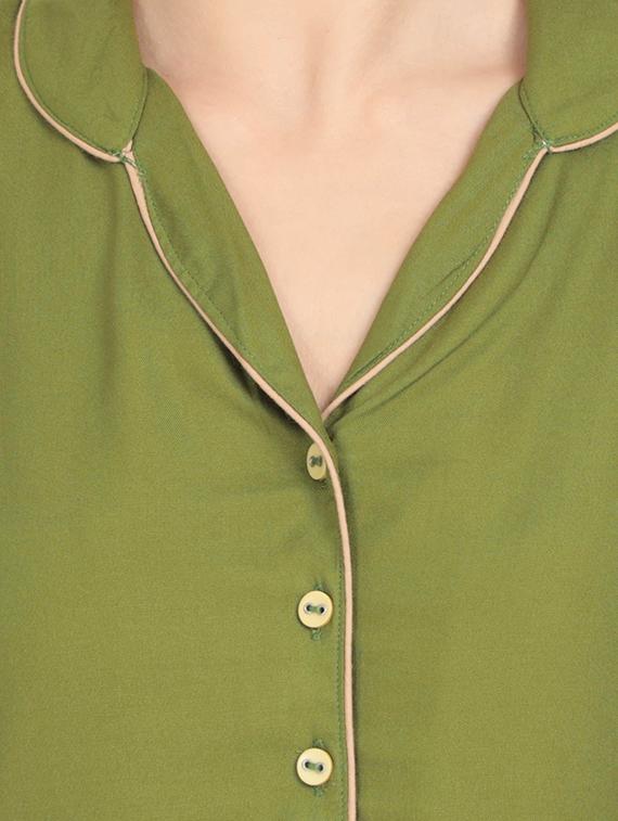contrast piped nightwear pajama set - 17437996 - Standard Image - 3