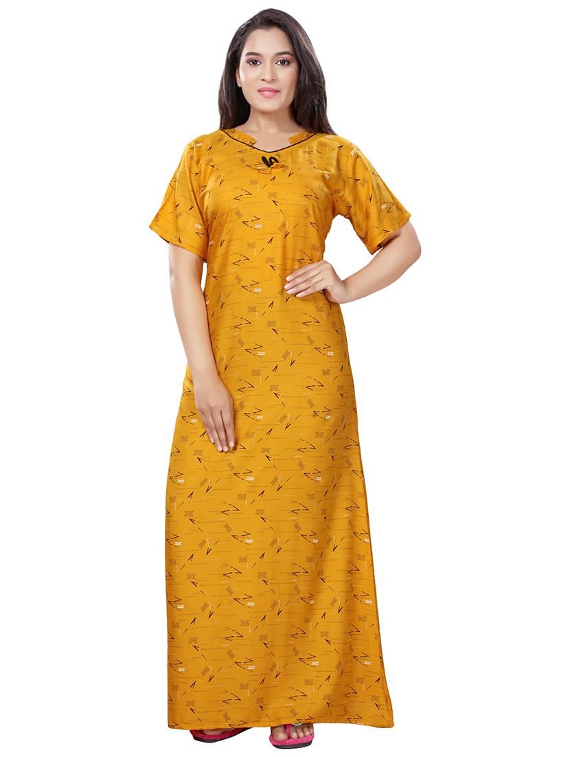 yellow rayon nighty - 17438009 -  Zoom Image - 0