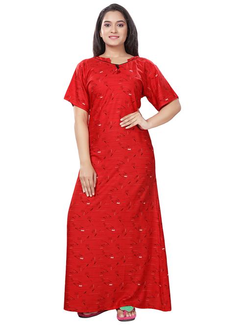 red rayon nighty - 17438012 - Standard Image - 0