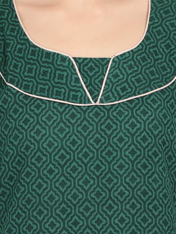 green cotton nighty - 17438022 - Standard Image - 3