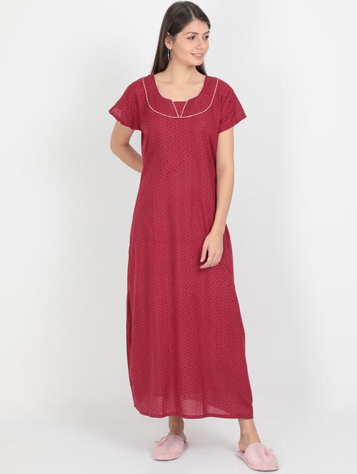 red cotton  nighty - 17438023 -  Standard Image - 0
