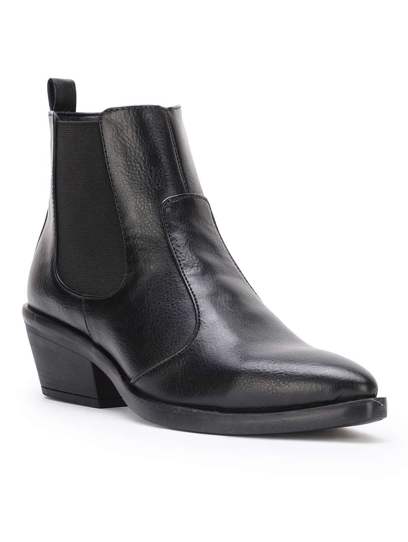 black faux leather ankle boots - 17438128 - Zoom Image - 0