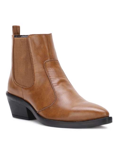 tan faux leather ankle boots - 17438129 - Standard Image - 0