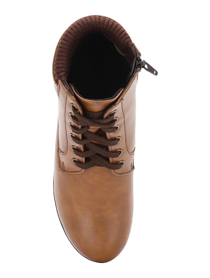 tan faux leather ankle boots - 17438142 - Standard Image - 3