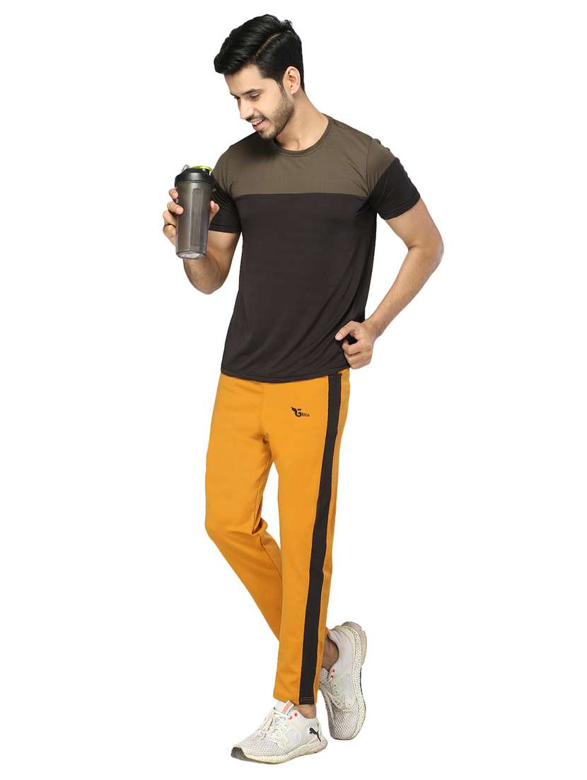 yellow side striped full length track pant - 17438209 - Standard Image - 3