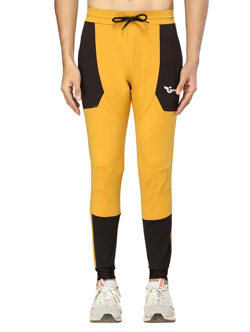 yellow color block full length track pant - 17438211 - Standard Image - 0