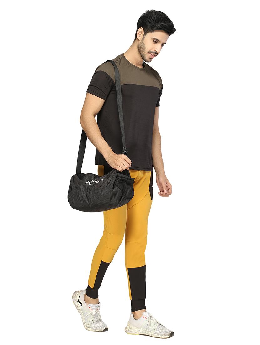 yellow color block full length track pant - 17438211 - Standard Image - 3