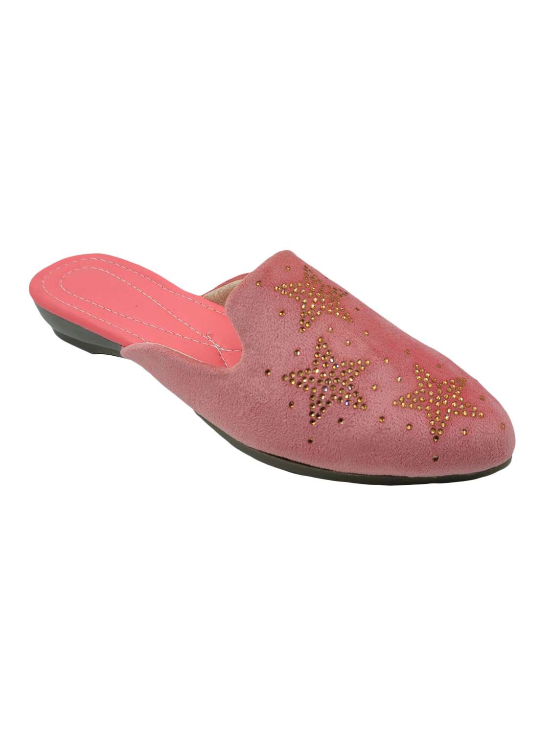 pink synthetic mules