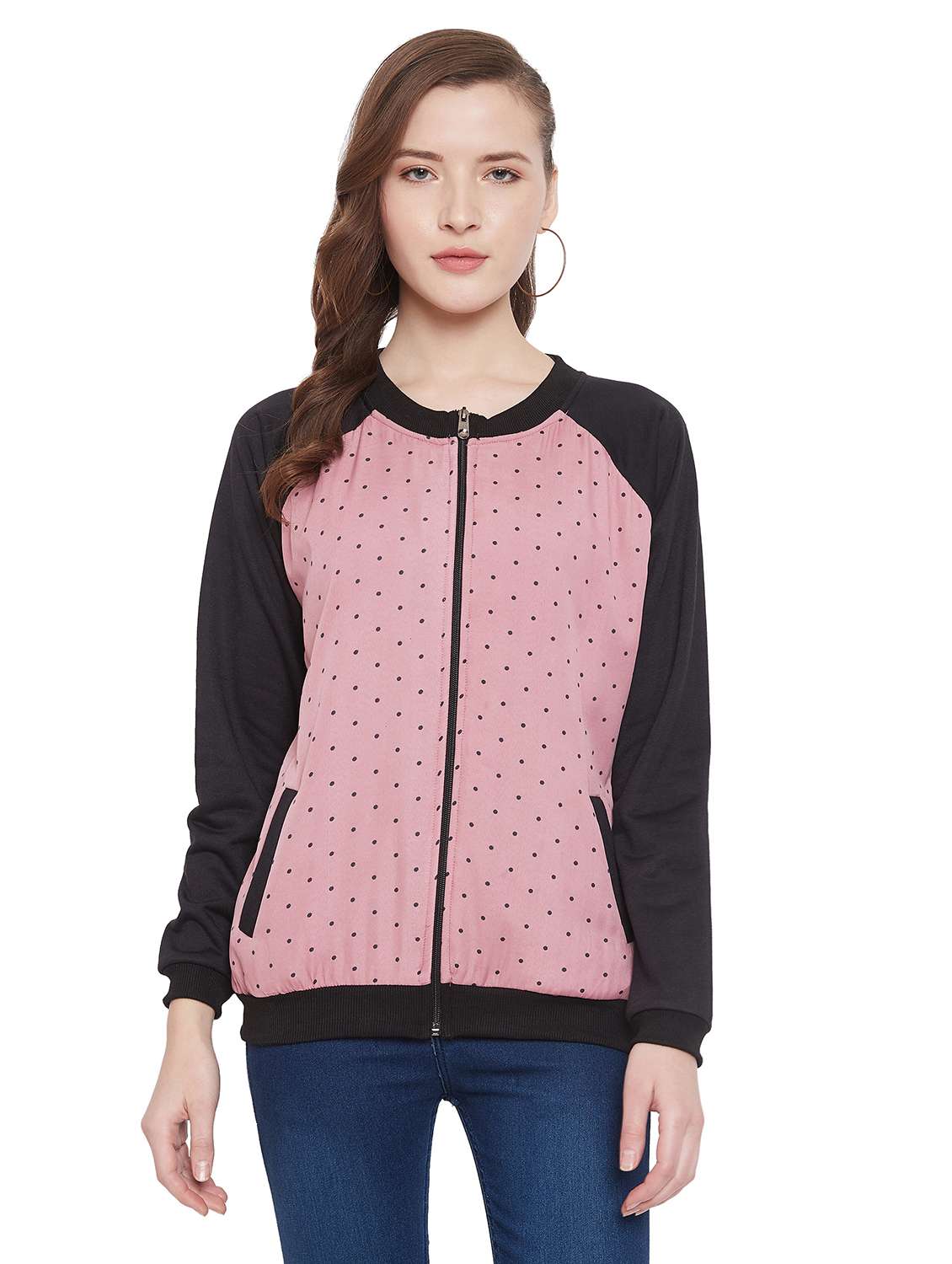 raglan sleeved polka dot jacket 