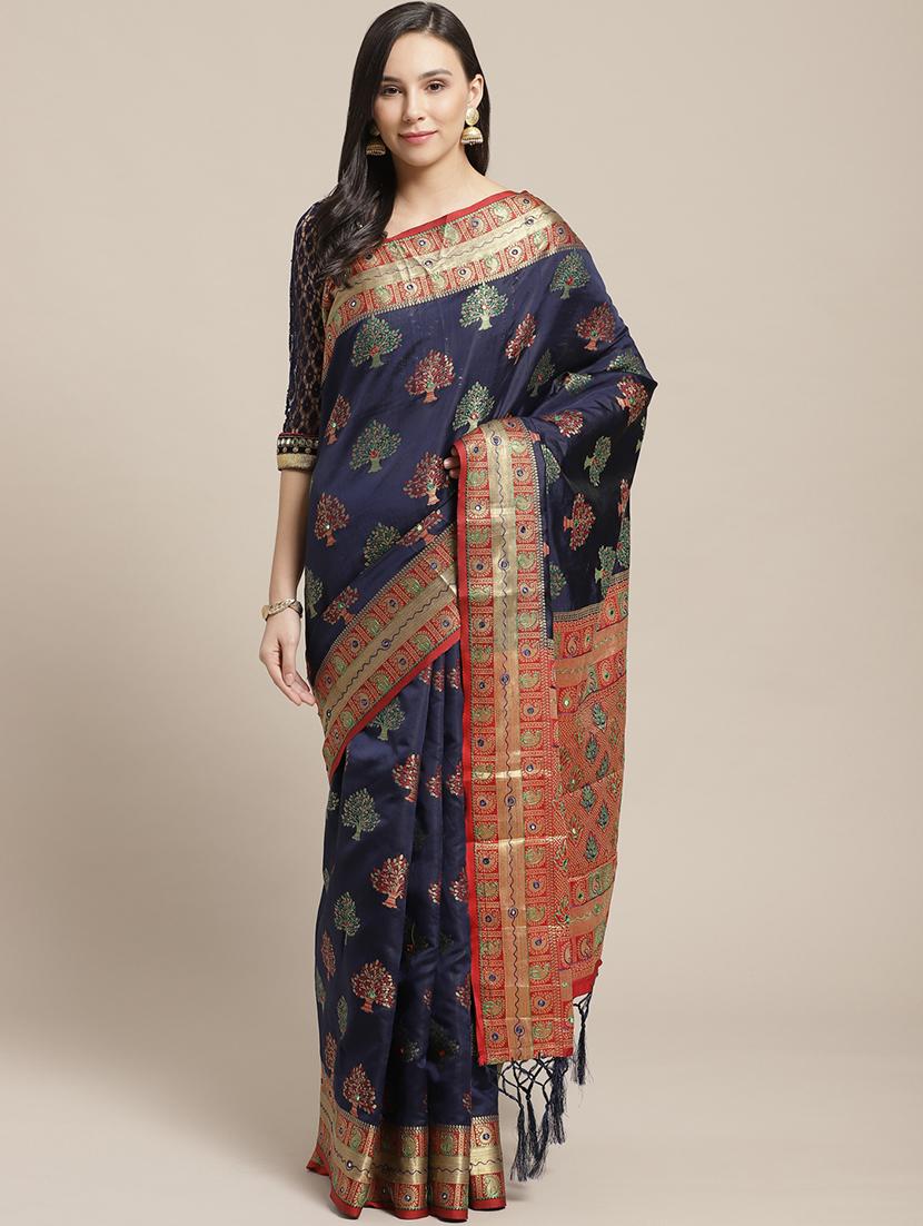 printed banarasi saree with blouse - 17441857 - Zoom Image - 0