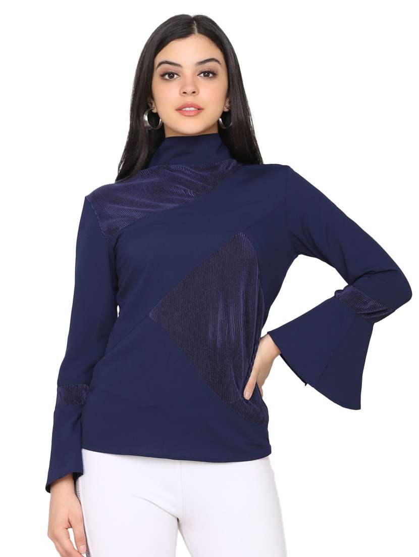 women's straight high neck top