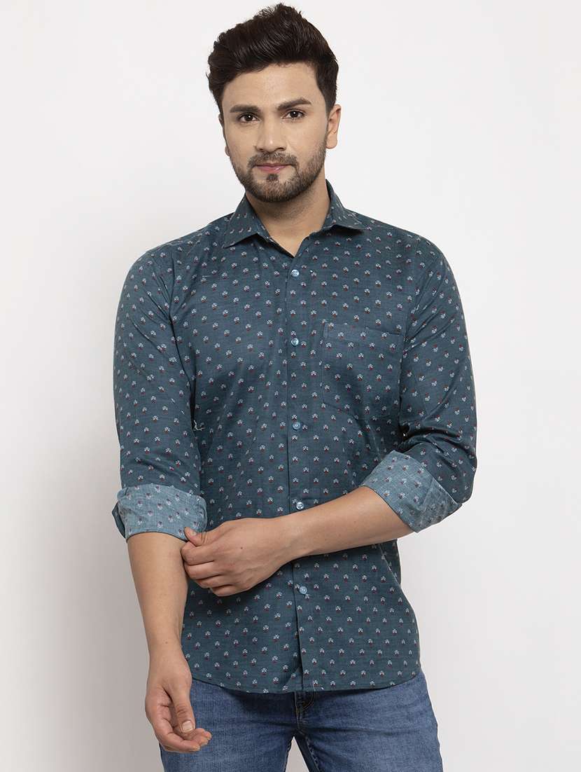 blue printed casual shirt - 17442578 - Zoom Image - 0